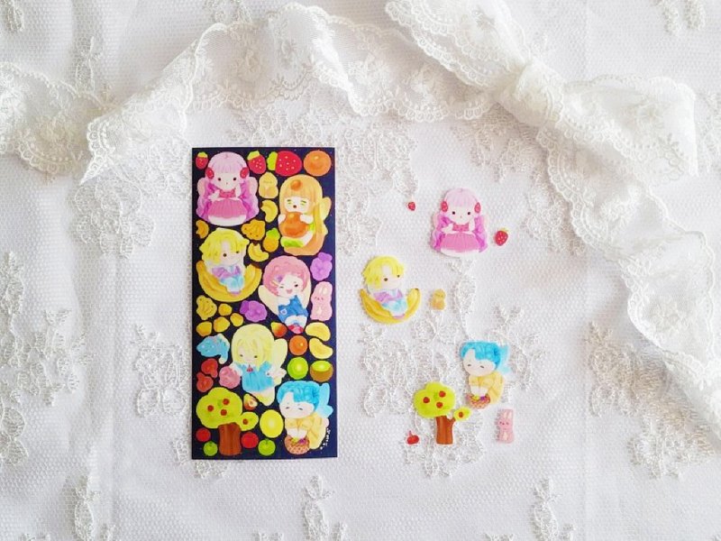 Fruit Fairy - cute animal seal sticker (hirin) - 貼紙 - 紙 多色