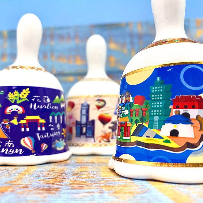 台灣景點插畫 陶瓷餐鈴 復古陶瓷手搖鈴 Ceramic Dinner Bell - 其他 - 陶 