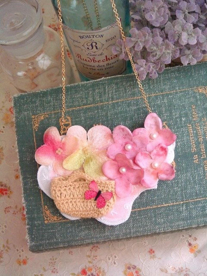Garohands Vintage Pink Hydrangea Fairy Feeling Medium and Long Chain A464 Gift Forest Department - สร้อยคอ - วัสดุอื่นๆ 