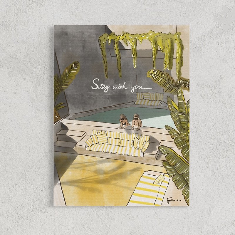 Stay with you printed painting wall decoration card - โปสเตอร์ - กระดาษ ขาว