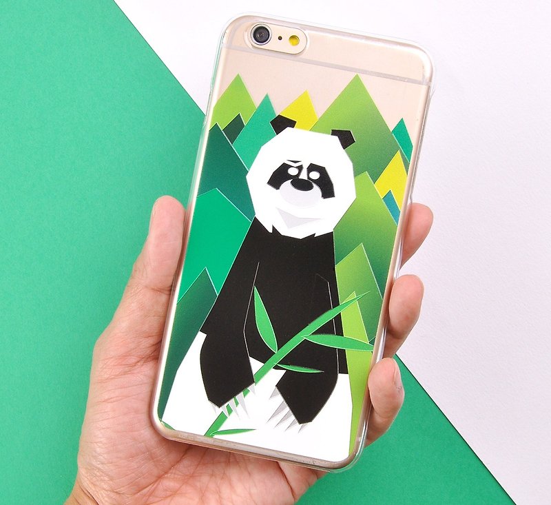 熊人先生系列原創手機保護殻 iPhone X / iPhone 8 / 8 Plus iPhone 7/ 7 Plus - 熊貓 - 手機殼/手機套 - 塑膠 綠色