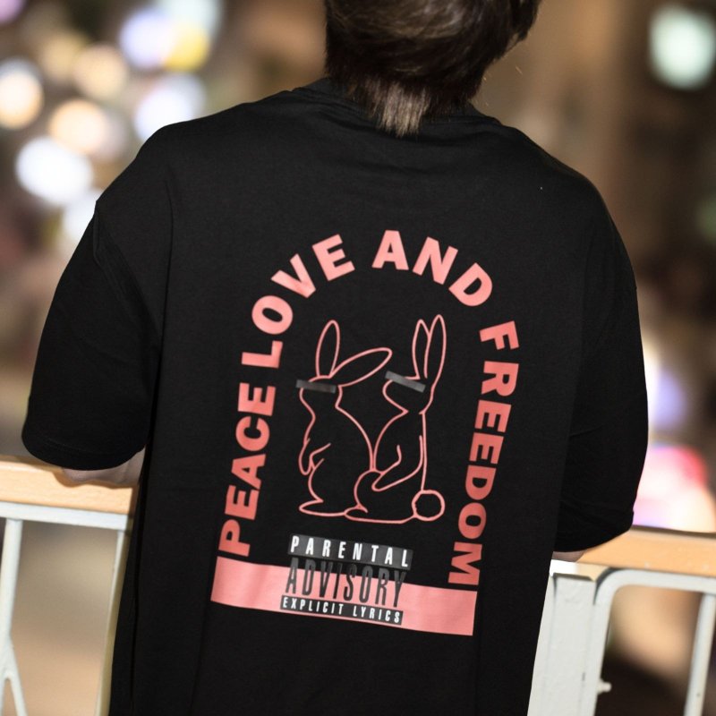 【CREEPS】Peace and Love 寬鬆重磅印花T恤 210g - 男 T 恤 - 棉．麻 多色