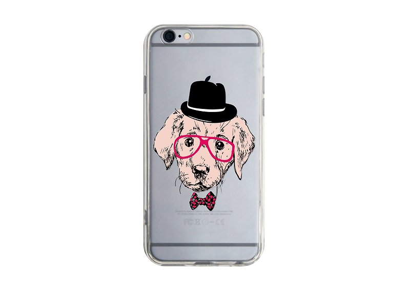 [Glasses Puppy] Transparent phone case iPhone12 Pro Max Samsung Huawei PCTP-JN23-1 - Phone Cases - Plastic White