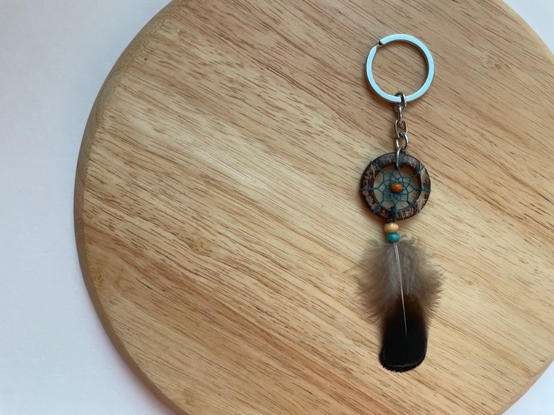 捕夢網//鑰匙扣//木//藍 - 鑰匙圈/鑰匙包 - 其他材質 藍色