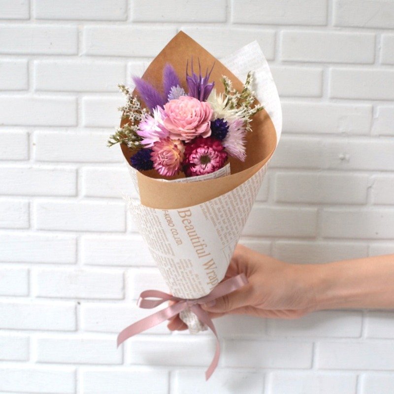 Flower mound | dried mixed bouquet of eternal life - pink / purple wedding gift was a small birthday gift graduation gift exchange - ตกแต่งต้นไม้ - พืช/ดอกไม้ สีม่วง