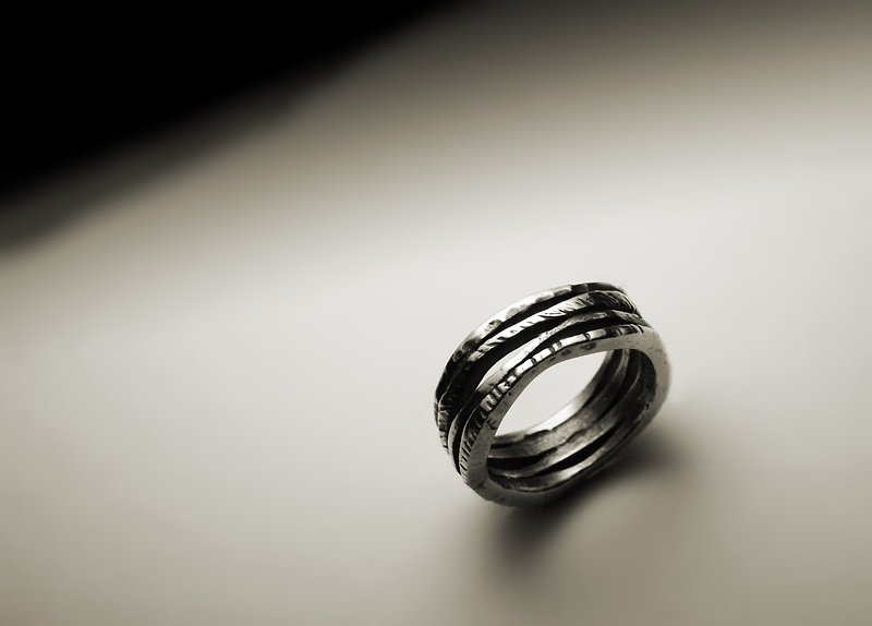 Irregular multilayer texture ring - General Rings - Other Metals Silver