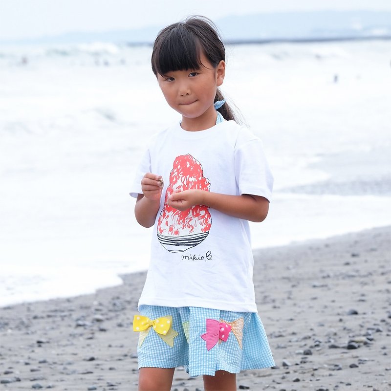 刨冰 Kakigori Shaved ice Kids T-shirt Strawberry - Tops & T-Shirts - Cotton & Hemp Red