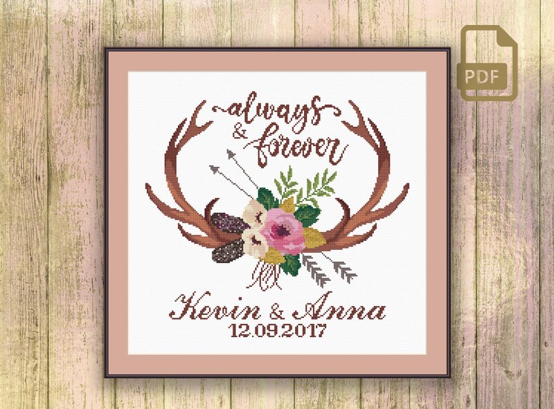 Wedding Cross Stitch Pattern #wed011 - เย็บปัก/ถักทอ/ใยขนแกะ - วัสดุอื่นๆ 