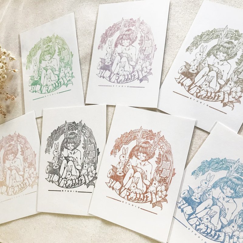 [N Rabbit studio] Fully hand- stamp illustration cards and postcards - Cards & Postcards - Paper 