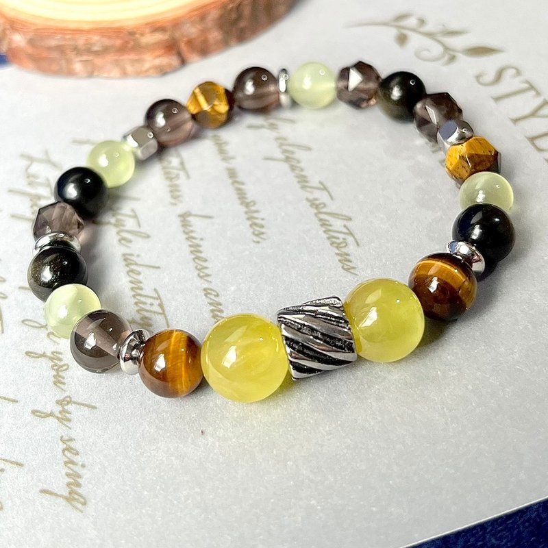 【行動力】水晶手鍊/冰曜石x黃虎眼x金黃葡萄石x金曜石|虎曜守護 - 手鍊/手環 - 水晶 多色