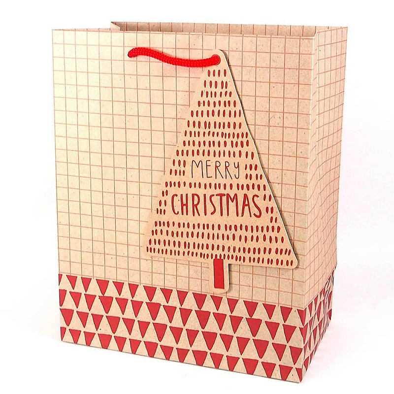 Cowhide Christmas Tree Christmas Gift Bag [Hallmark-Gift Bag/Paper Bag Christmas Series] - Gift Wrapping & Boxes - Paper Khaki