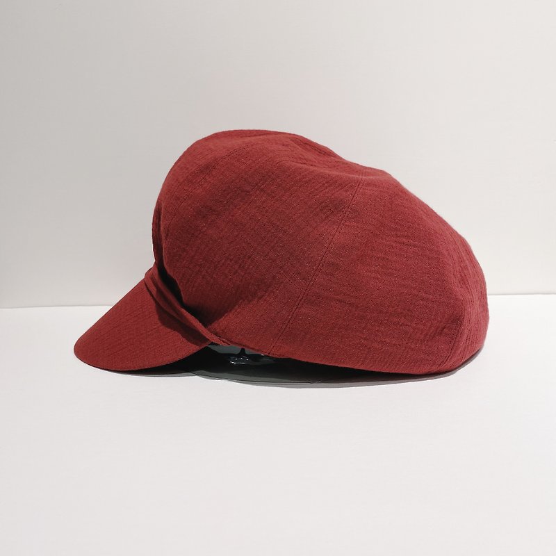 JOJA / Newsboy / Thin seersucker / Dark red - หมวก - ผ้าฝ้าย/ผ้าลินิน สีแดง