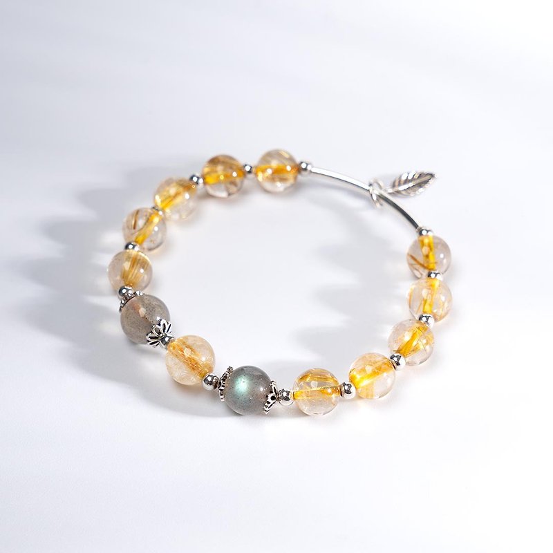 Blonde crystal labradorite 925 Silver crystal bracelet attracts wealth - สร้อยข้อมือ - คริสตัล สีทอง