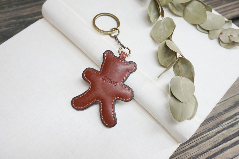 Key ring charm bear-two colors - Keychains - Genuine Leather Multicolor