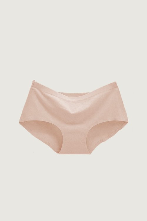 Flexible・Medium Waist Solid Color Hip-wrapping Panties-Pink Skin