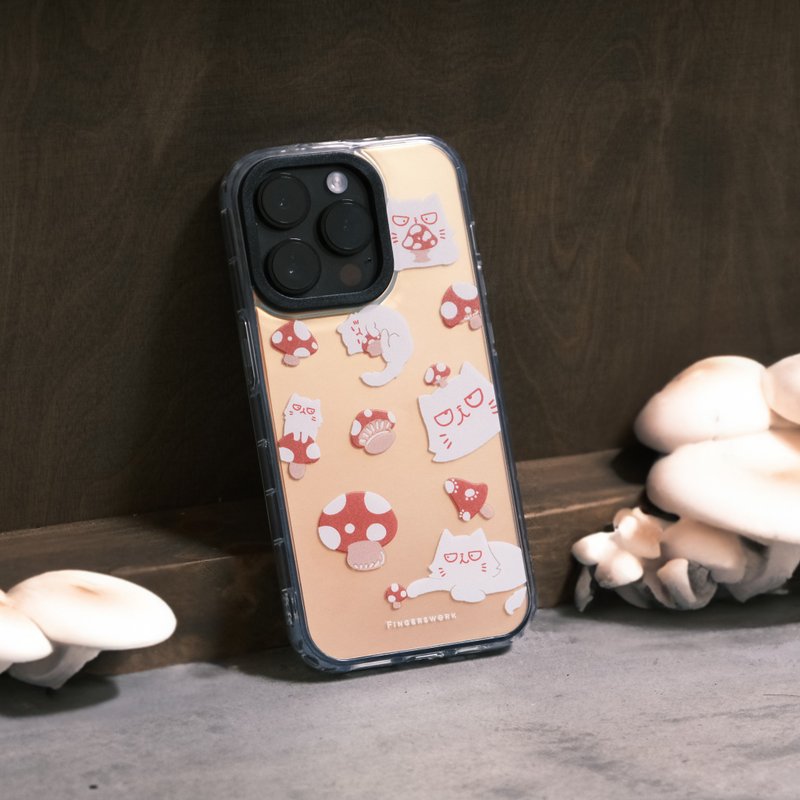 Colorful mushroom world-weary cat anti-fall phone case - เคส/ซองมือถือ - พลาสติก หลากหลายสี