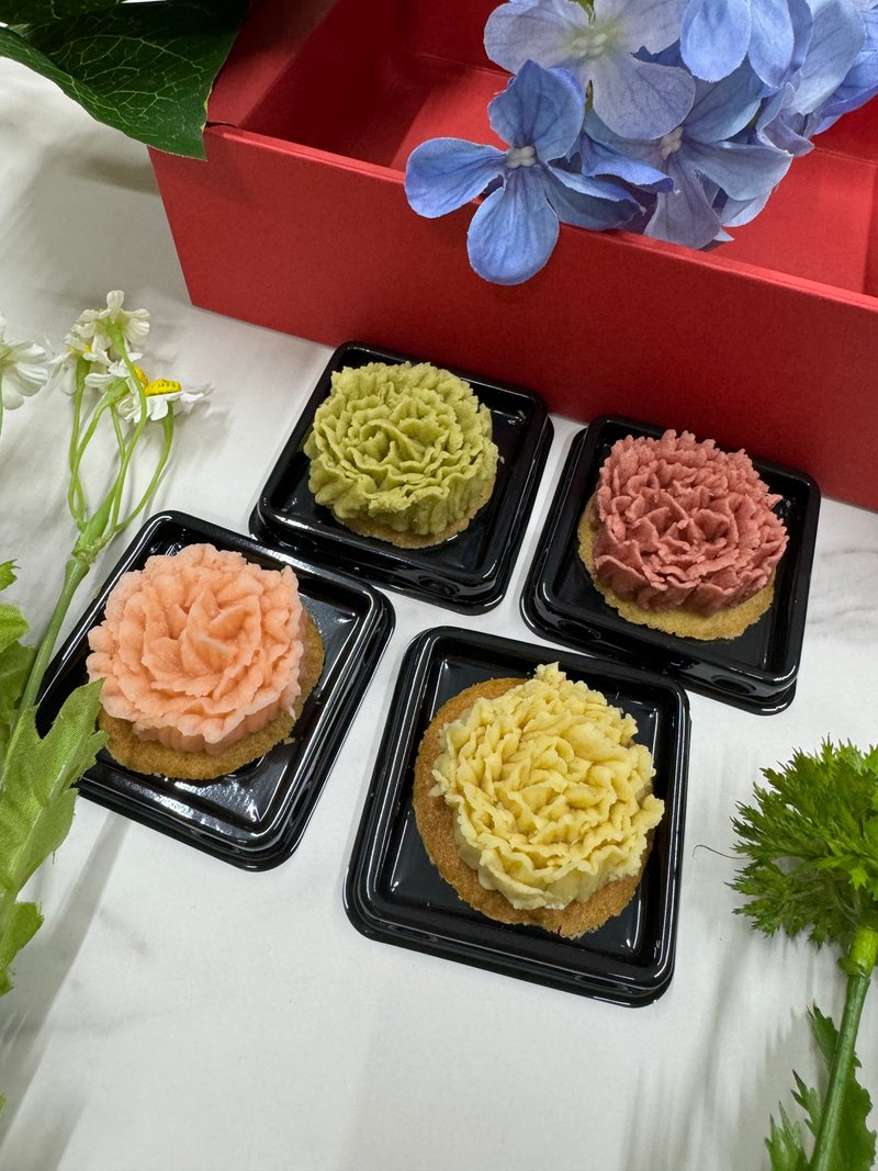 AY baker 韓式裱花 康乃馨 蘭朵夏花菓子 貓舌頭餅乾 六入 - 蛋糕/甜點 - 新鮮食材 黃色
