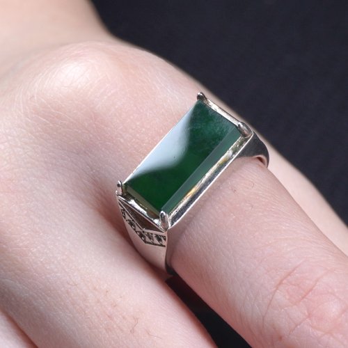 瓔珞珠寶盒 E.L.Jewelry Box 冰種老坑綠翡翠無事牌戒指 925純銀 | 天然A貨翡翠 | 送禮