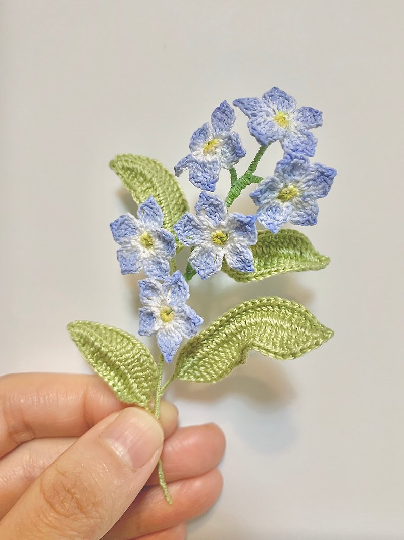 Forget me Not • Forget me not forget-me-not crochet brooch brooch placket custom made - Brooches - Cotton & Hemp Blue