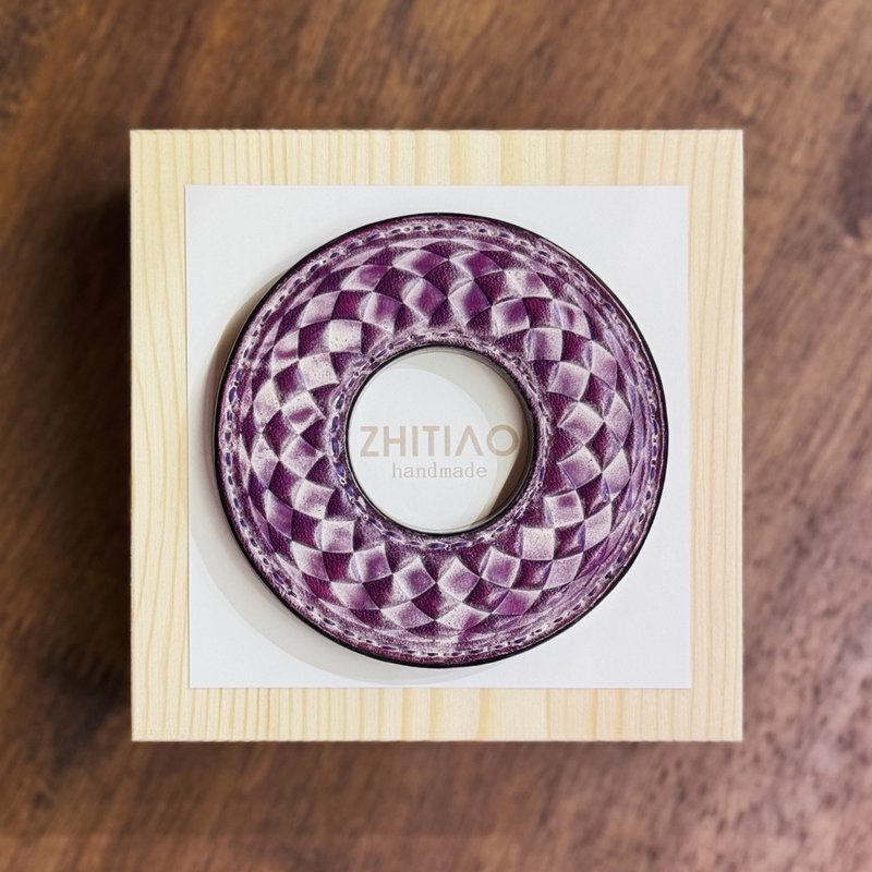 原創手工製作牛皮劍道刀鐔 超維弦切 霧蠟紫 劍鍔 Tsuba - 運動配件 - 真皮 紫色