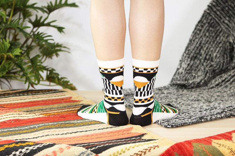 Moroccan Rug White Unisex Crew Socks | colorful fun & comfortable socks - Socks - Cotton & Hemp White