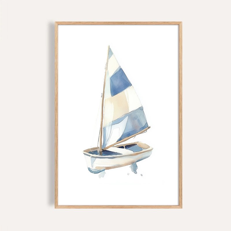 藍白帆影的午后帆船 Afternoon Sail / 童話系列插畫掛畫 - 海報/掛畫/掛布 - 紙 
