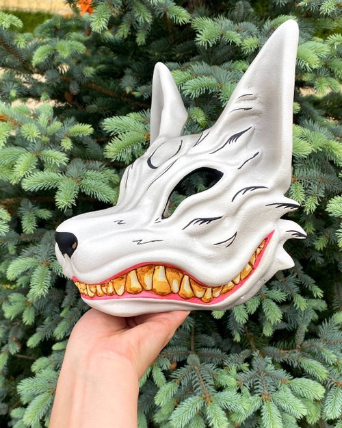 Japanese Kitsune mask, White and Red fox mask, Kitsune mask for Cosplay -  Shop WorkshopRS Face Masks - Pinkoi