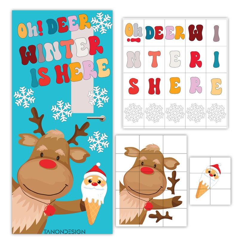 Christmas Classroom Door Decor, Decor Kit, Christmas Bulletin Board - 圖文模板設計 - 其他材質 