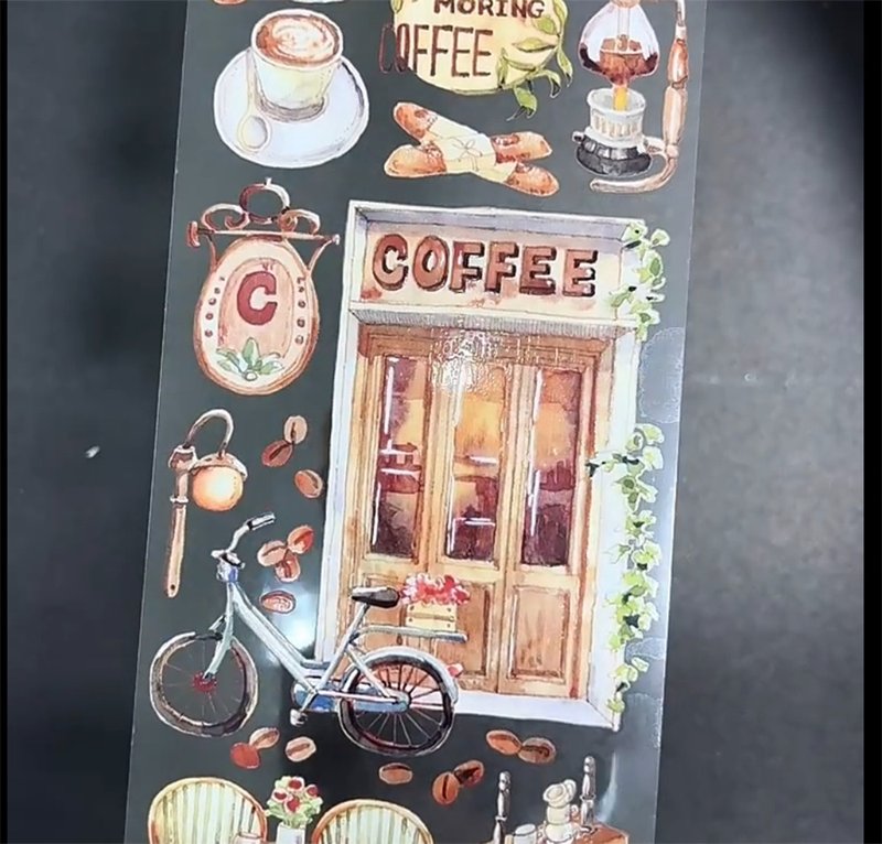 珈琲店 造景 PET 和紙膠帶 - 紙膠帶/和紙/PET - 紙 多色