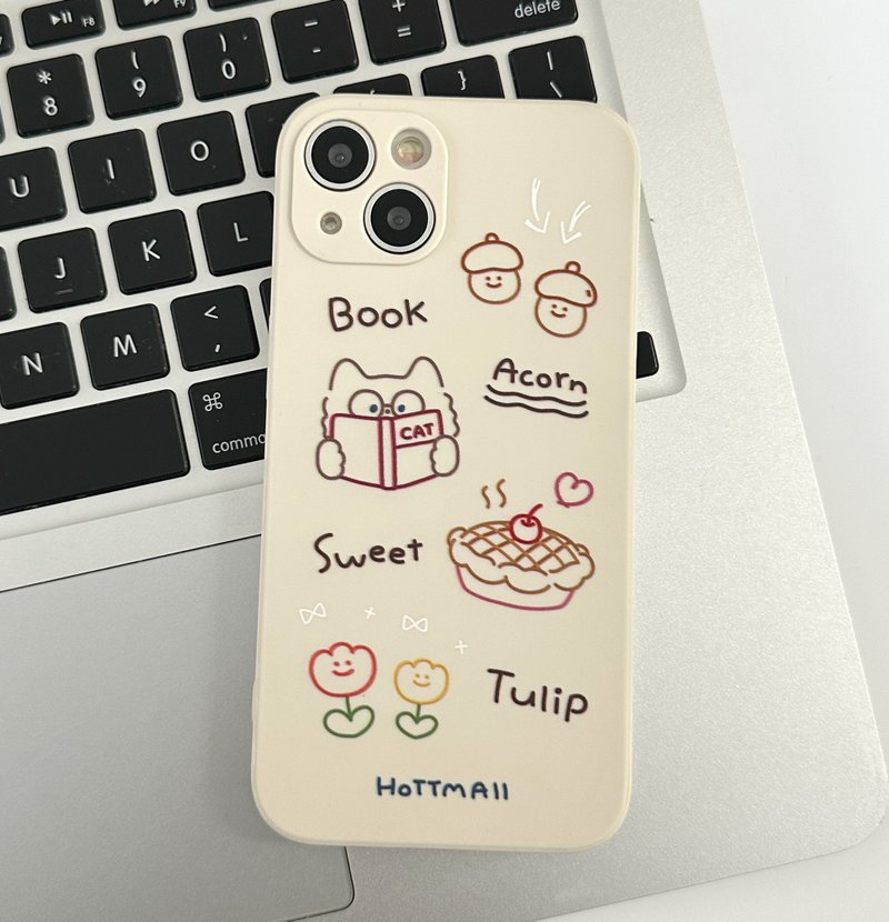 A reading cat beige Mobile phone case Silicone Protective Case - Phone Cases - Silicone Brown