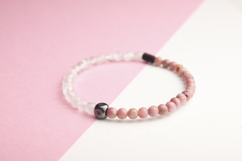 Mineral Color Tickets | Pink Lake // Moonstone Rhonite Sterling Silver Bracelet // - Bracelets - Gemstone Pink