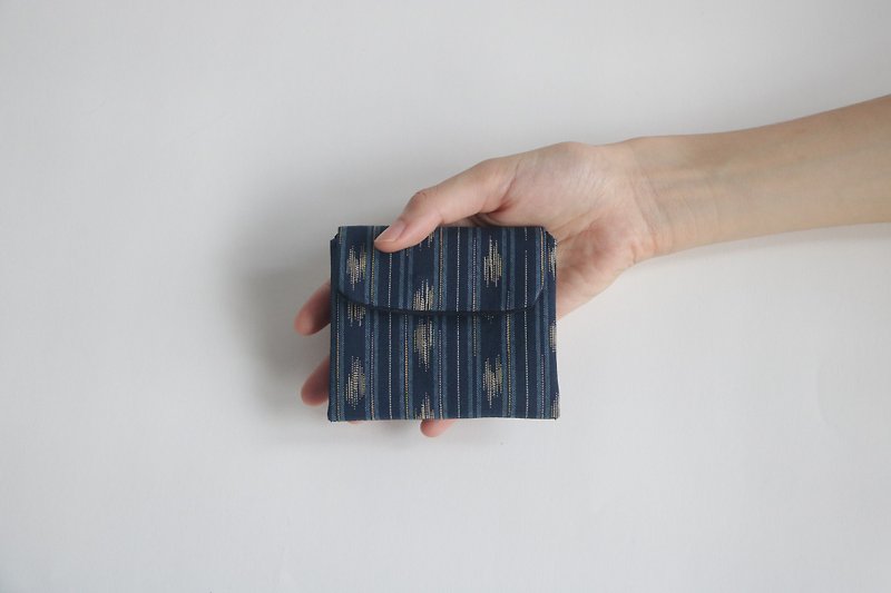 三夾層布零錢包-煙花 - 散紙包 - 棉．麻 藍色