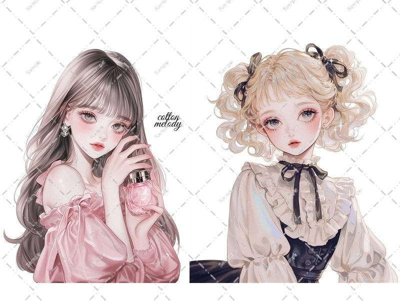 original sticker no.5674 人物ステッカー オリジナルステッカー 人物ステッカー 女の子ステッカー オリジナル人物ステッカー - 貼紙 - 紙 