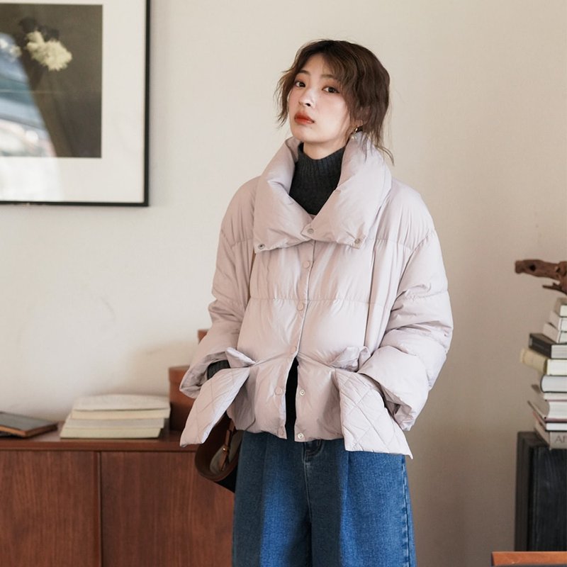 可拆卸立領鵝絨面包羽絨服|外套|兩色|秋冬款|Sora-1058 - 女裝外套/大衣 - 聚酯纖維 多色