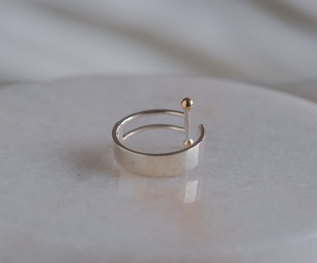 K10YG×silver925 double point ring コンビカラーリング 10金