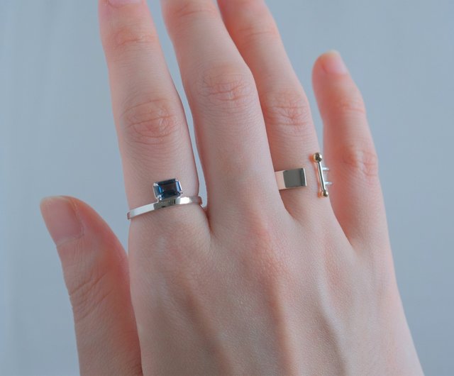 K10YG×silver925 double point ring コンビカラーリング 10金