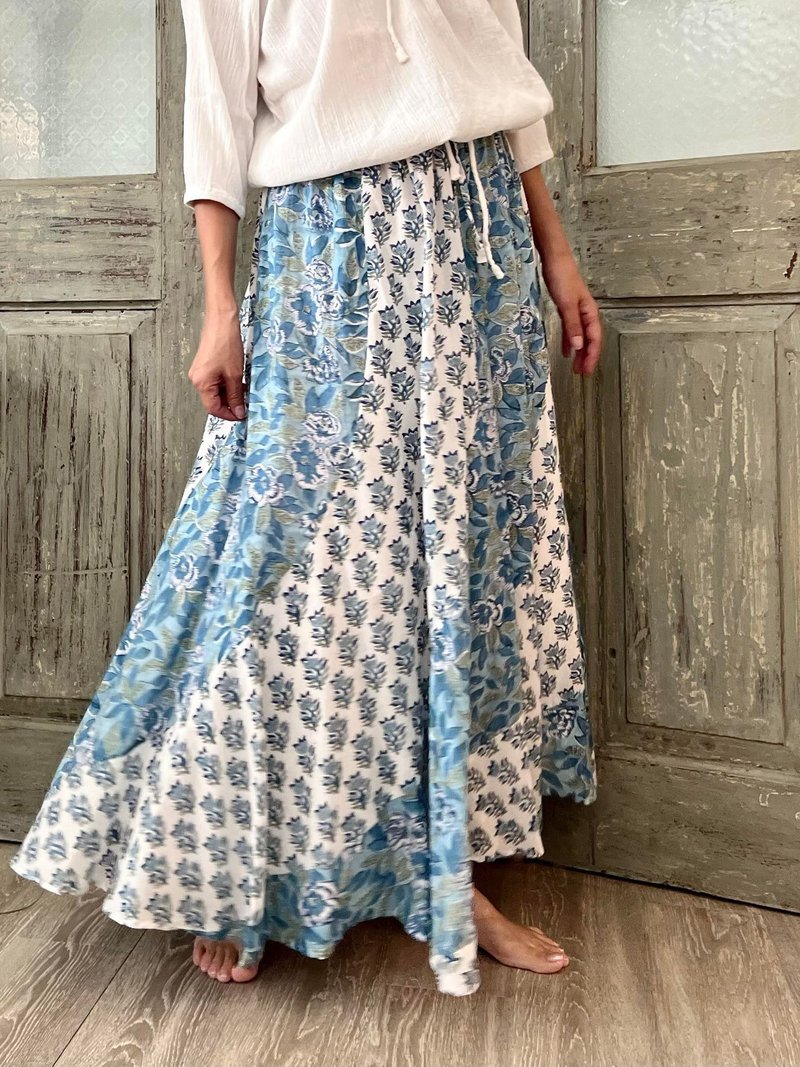 Gardenia Bloom Mermaid Skirt - Skirts - Cotton & Hemp Blue