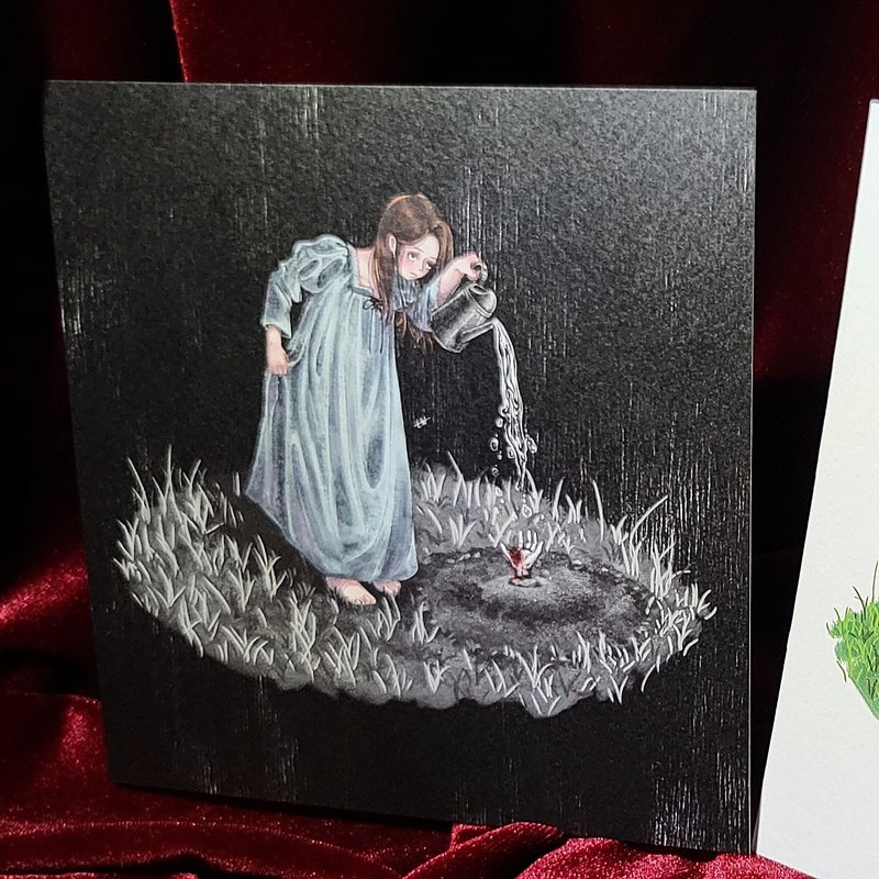 250g In your hand... Girl Postcard (lilliwon) - 卡片/明信片 - 紙 黑色