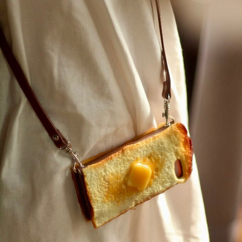 Made to order【1 month wait】Butter fried egg on toast phone case *With SD - Phone Cases - Plastic Brown