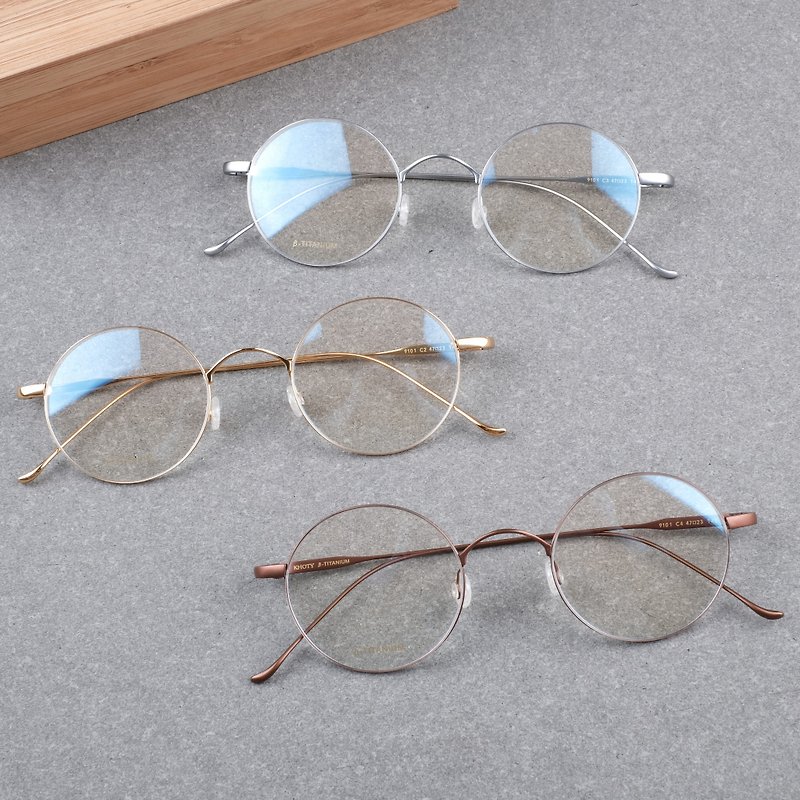 [welfare] Japan's gold and gold retro small round frame B titanium extremely lightweight and comfortable men and women frame - Glasses & Frames - Other Materials 