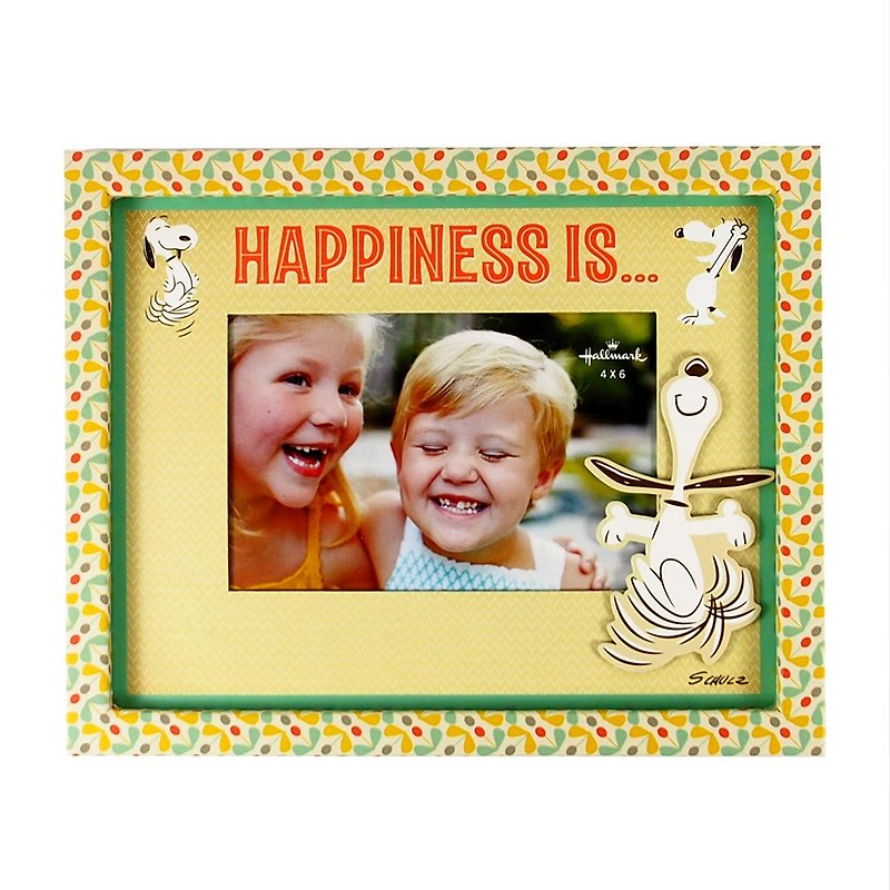 Snoopy Photo Frame-4x6 Happiness [Hallmark-Peanuts Snoopy Decoration/Photo Frame] - Items for Display - Wood Green