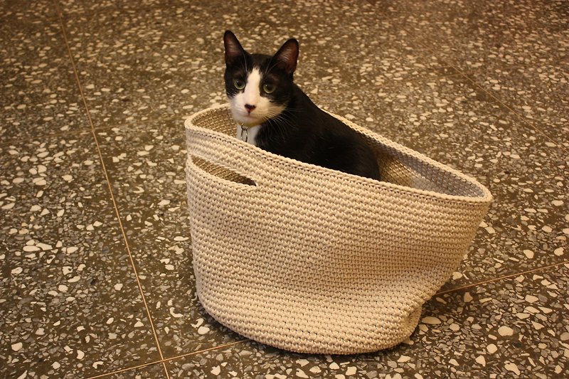 Raw cotton woven universal storage basket (small) \ laundry basket size customized chokdee - กล่องเก็บของ - ผ้าฝ้าย/ผ้าลินิน ขาว