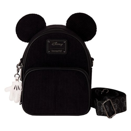 Loungefly HK 授權經銷 Loungefly 迪士尼米奇經典黑色燈芯絨兩用袋(背囊及斜孭袋)