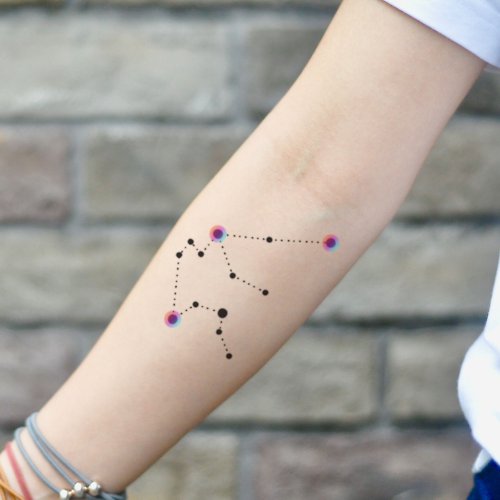 OhMyTat OhMyTat 水瓶座星座 Aquarius Constellation 刺青紋身貼紙 (2張)
