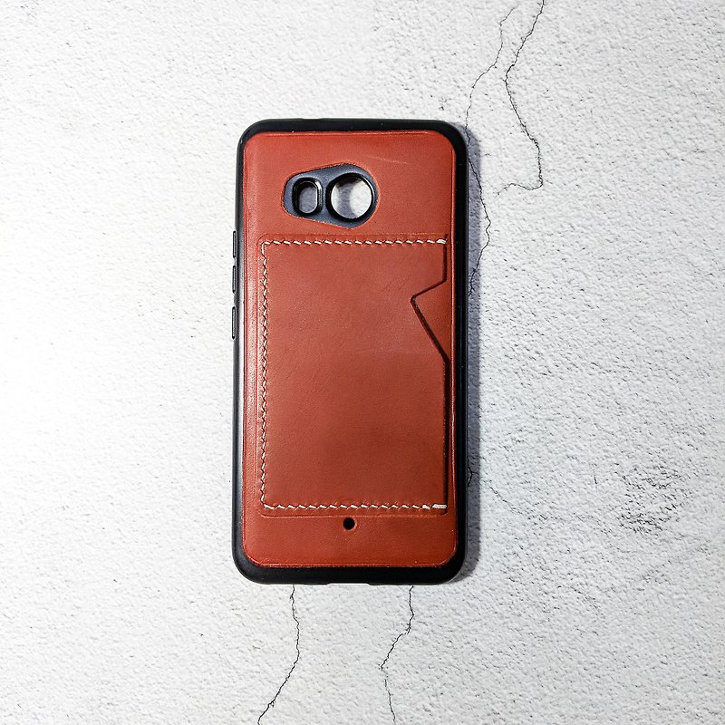 Leather Phone Case - Relaxation Card - HTC U11 - เคส/ซองมือถือ - หนังแท้ สีนำ้ตาล