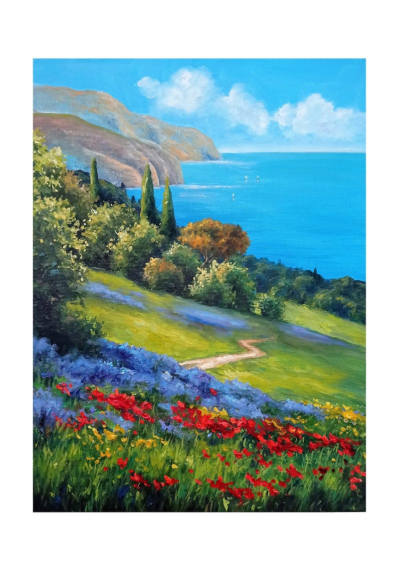 Provence Landscape Oil Painting, Handmade Original Art, Wall Hanging Paintings - Posters - Other Materials Multicolor