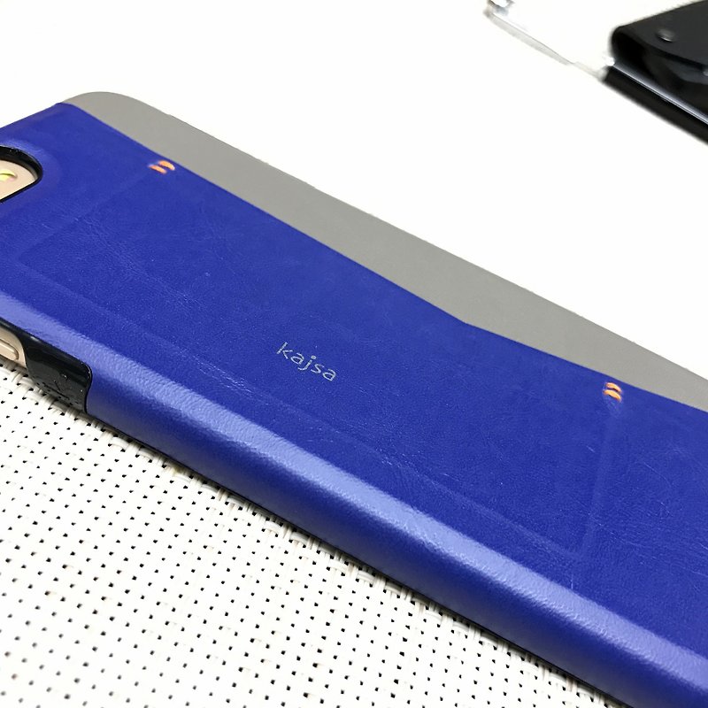 iPhone 7 / iPhone 7 plus side card phone case (blue) - Other - Genuine Leather 