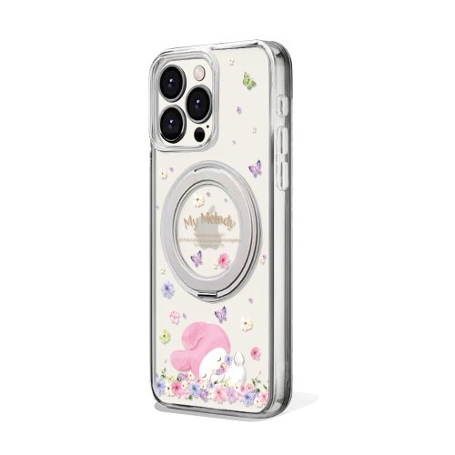 apbs 雅品仕 水晶彩鑽手機殼 三麗鷗 iPhone16/15/14/13軍規360旋轉磁吸立架手機殼-午覺美樂蒂