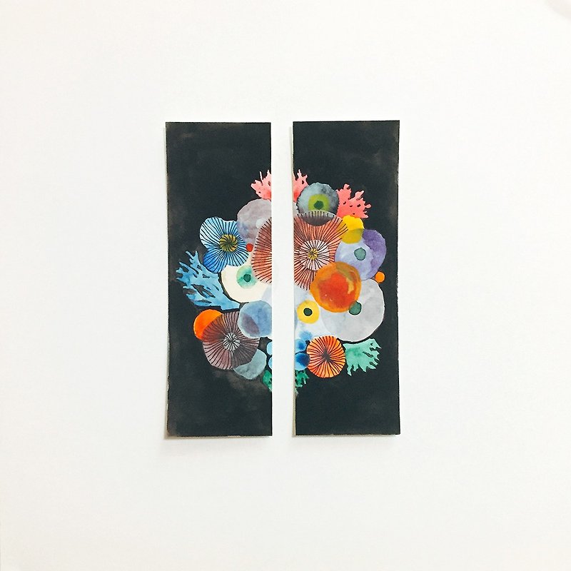 Exclusive original simple hand-painted pair of watercolor bookmarks cute non-print couples gift friends gifts - การ์ด/โปสการ์ด - กระดาษ สีดำ
