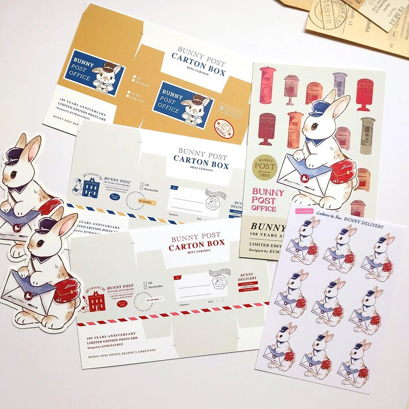 Postman Bunny postcard/sticker set - Stickers - Paper 